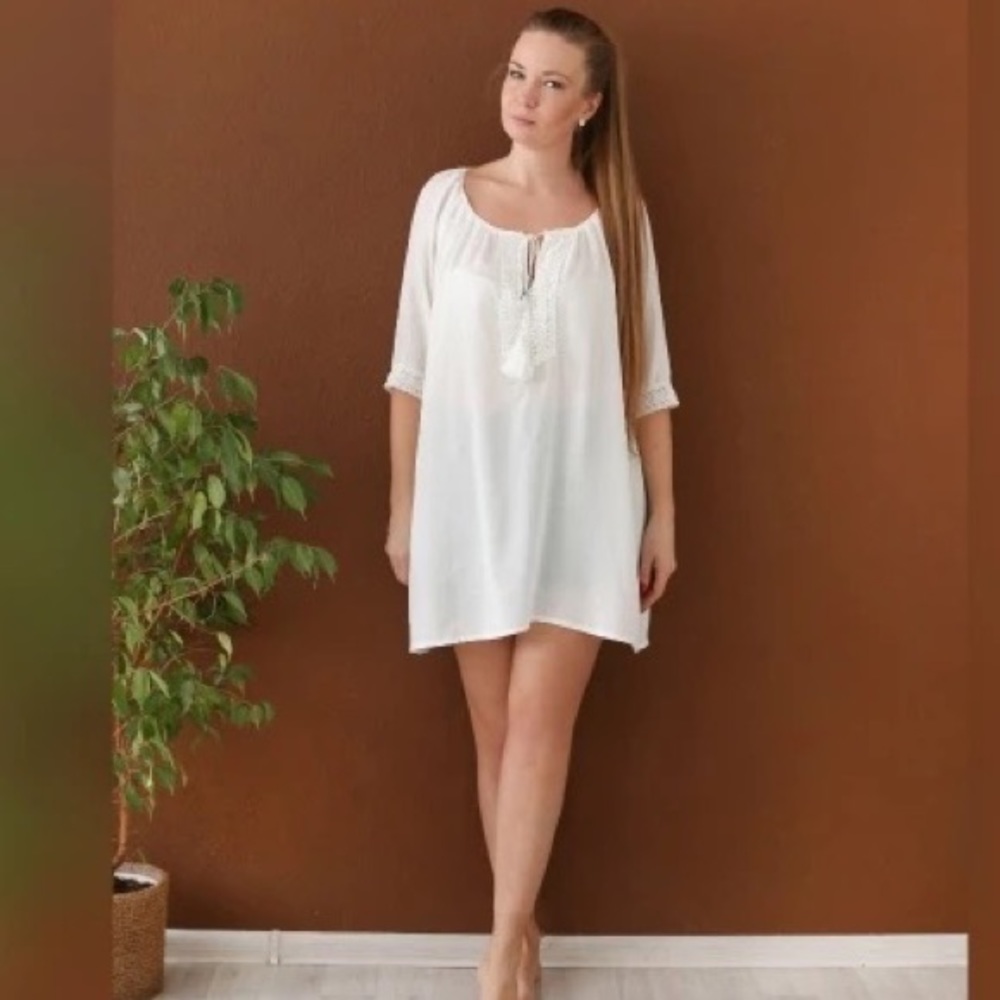 SALE New Bohemian Crochet detailed Tunic Top Beach Dress - Picture 5 of 15